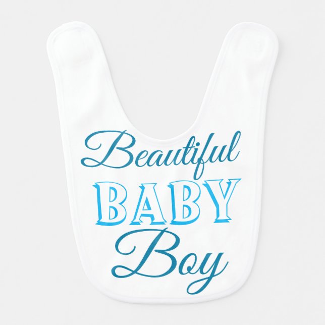 Beautiful Baby Boy Blue White Bib (Front)
