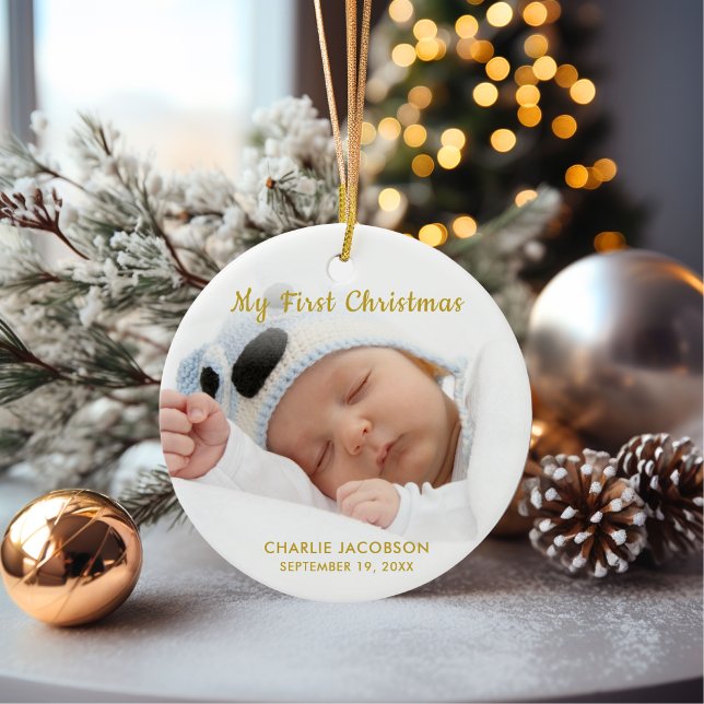 Beautiful Baby Boy First Christmas Ceramic Ornament (Creator Uploaded)