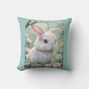 Beautiful Baby Bunny Watercolor Throw Pillow