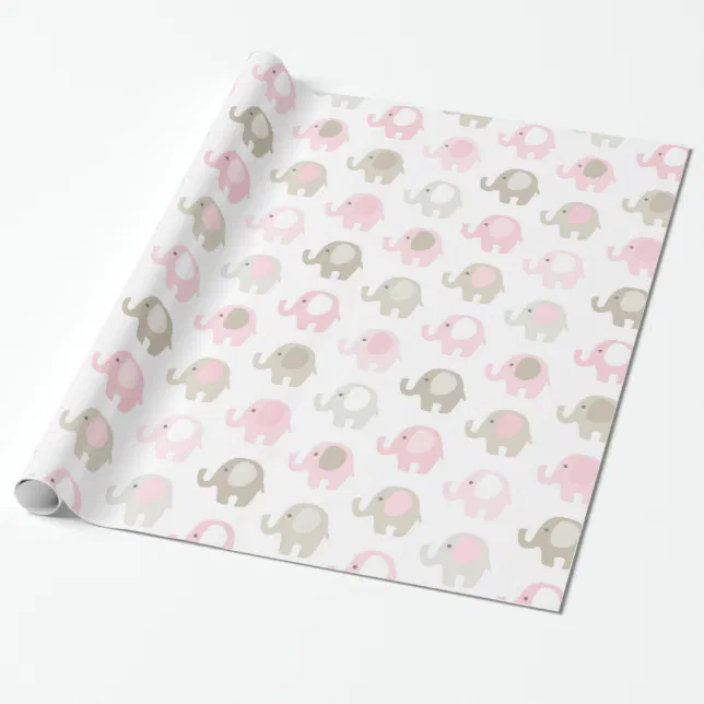 Beautiful Baby Elephant Pattern Wrapping Paper | Zazzle