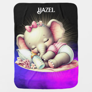 beautiful baby Elephant sleeping on Baby Blanket