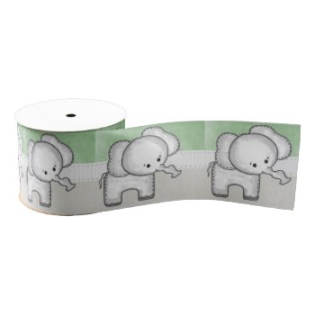 Beautiful Baby Elephant Zoo Animal Grosgrain Ribbon by Precious_Baby_Gifts at Zazzle