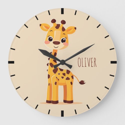 Beautiful Baby Giraffe Animal Personalized Large Clock