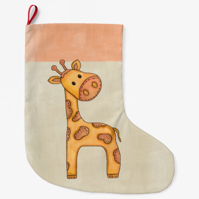 Beautiful Baby Giraffe Large Christmas Stocking (Front)