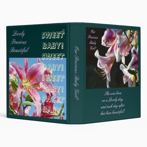 Beautiful BABY GIRL BORN Lovely Day Baby Book 3 Ring Binder