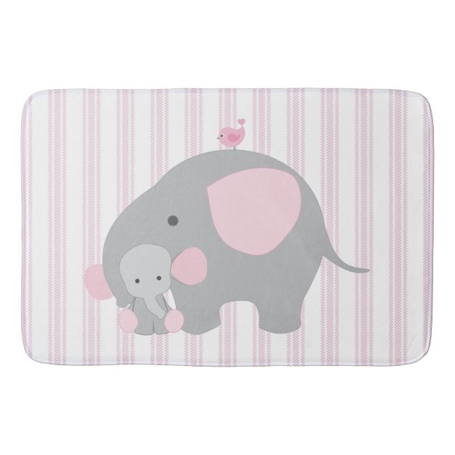 Beautiful Baby Girl Pink Elephant Bathroom Mat (Front)