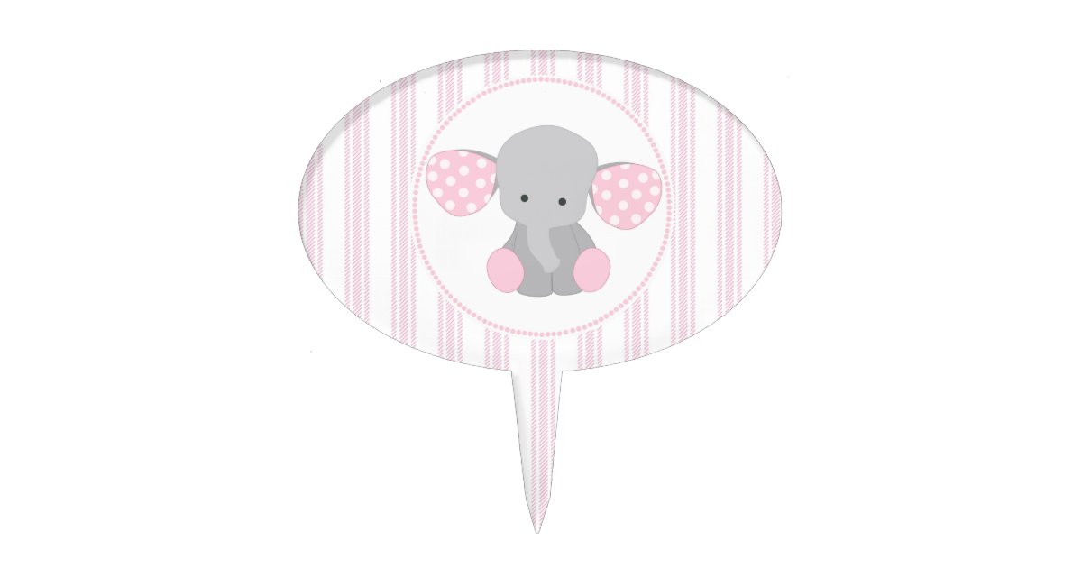 Beautiful Baby Girl Pink Elephant Cake Topper Zazzle Com