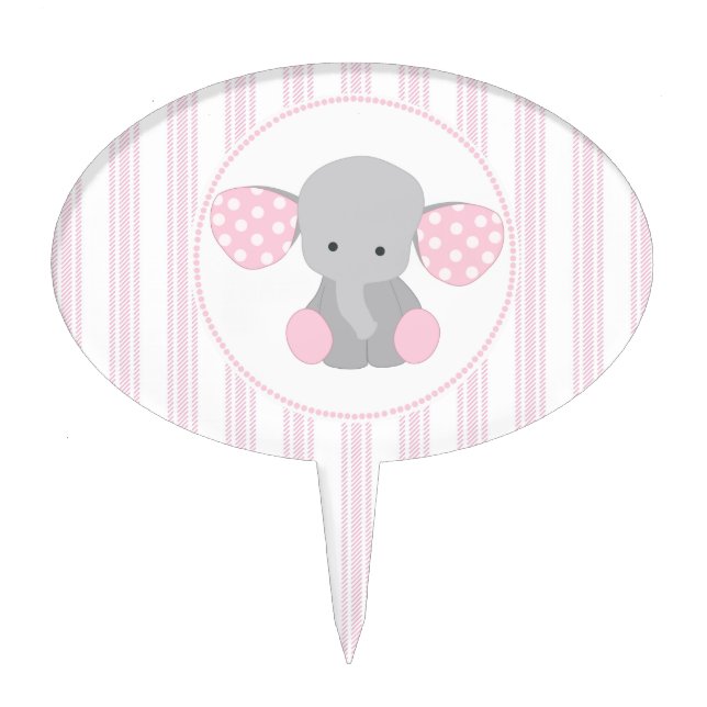 Beautiful Baby Girl Pink Elephant Cake Topper (Front)