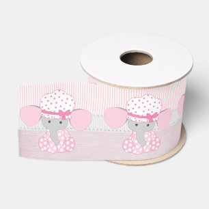 Beautiful Baby Girl Pink Elephant Grosgrain Ribbon