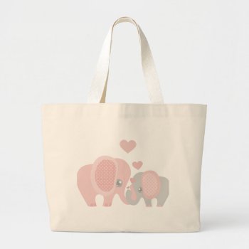 Beautiful Baby Girl Pink Elephant Large Tote Bag by Precious_Baby_Gifts at Zazzle