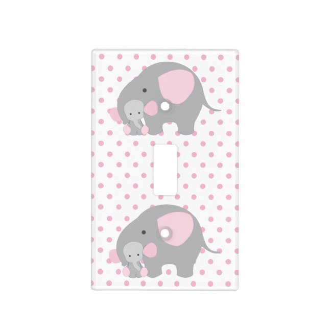 Beautiful Baby Girl Pink Elephant Light Switch Cover (Front)