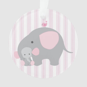 Beautiful Baby Girl Pink Elephant Ornament