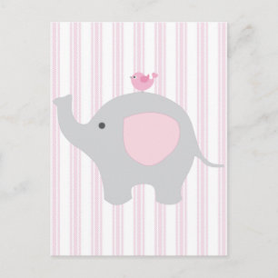 Beautiful Baby Girl Pink Elephant Postcard