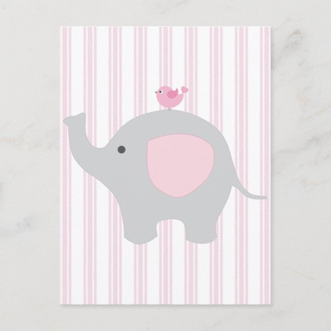 Beautiful Baby Girl Pink Elephant Postcard (Front)