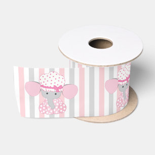 Beautiful Baby Girl Pink Elephant Satin Ribbon