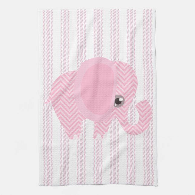 Beautiful Baby Girl Pink Elephant Towel (Vertical)
