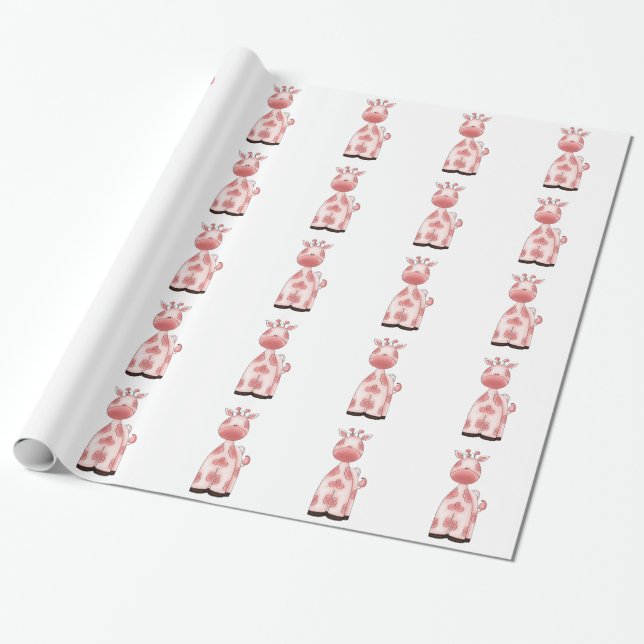 Beautiful Baby Pink Giraffe Wrapping Paper