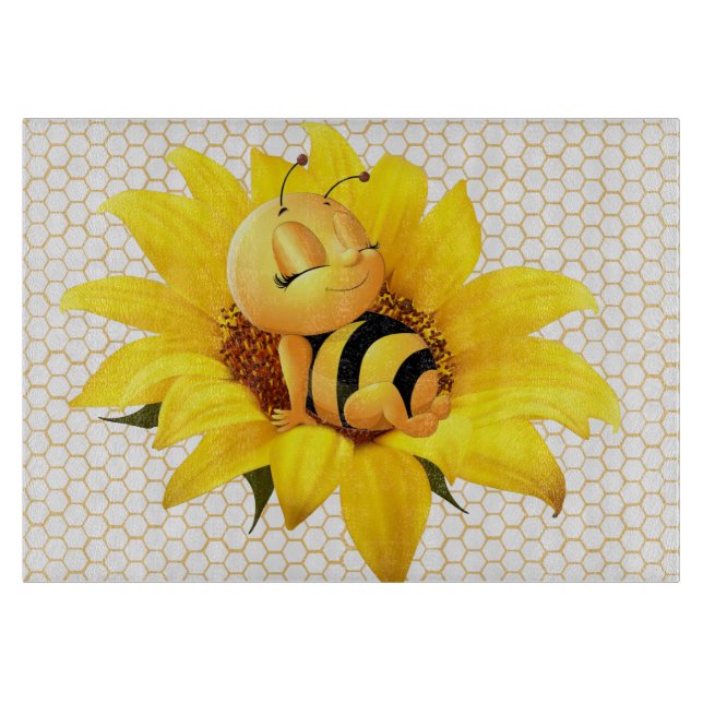 Beautiful Baby Honey Bee Yellow Sunflower  Cutting Board (Front)