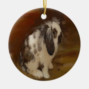 Beautiful Baby Lop Eared Rabbit/Kit Ceramic Ornament