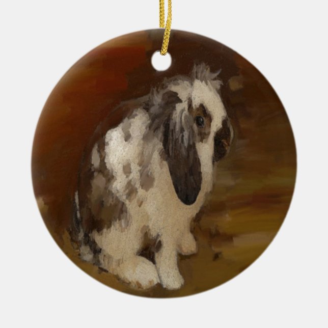 Beautiful Baby Lop Eared Rabbit/Kit Ceramic Ornament (Front)