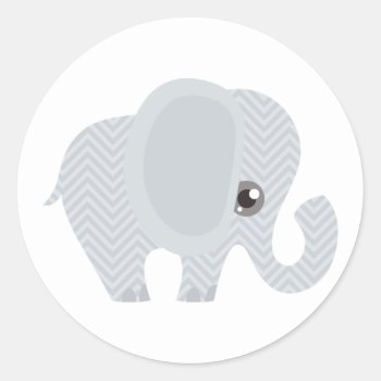 Beautiful Baby Neutral Elephant Classic Round Sticker by Precious_Baby_Gifts at Zazzle