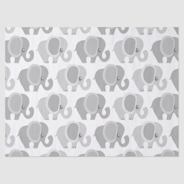 Beautiful Baby Neutral Gray Elephant Tissue Paper (Front)