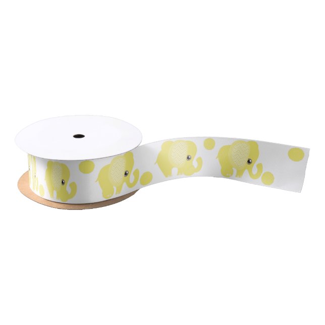 Beautiful Baby Neutral Yellow Elephant Satin Ribbon (Spool)