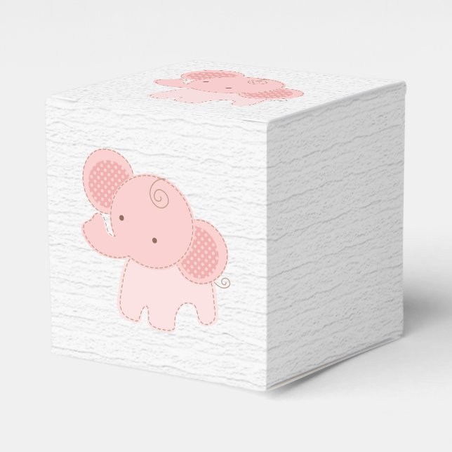 Beautiful Baby Pink Elephant Favor Boxes (Front Side)