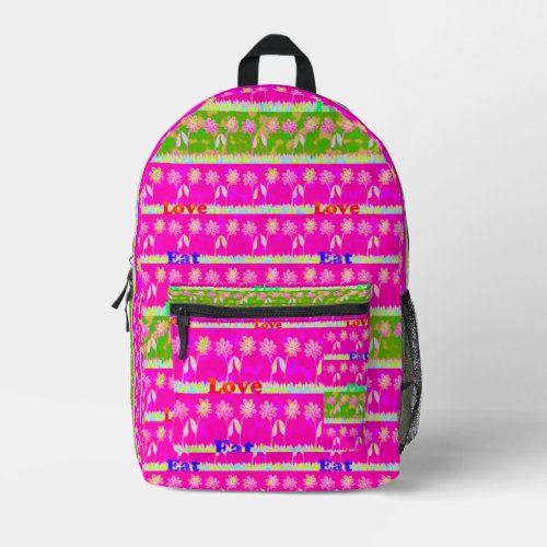 Beautiful Baby Pink Floral Edgy Design King Size   Printed Backpack