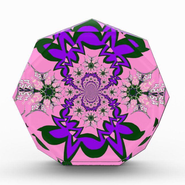 Beautiful Baby Pink Floral Purple Shade Motif Art  Acrylic Award (Front)