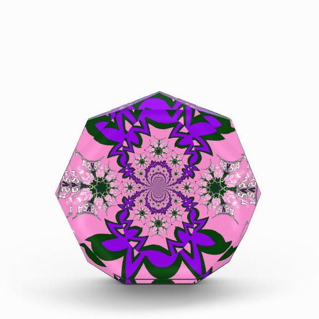 Beautiful Baby Pink Floral Purple Shade Motif Art  Acrylic Award (Front)