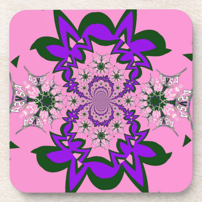 Beautiful Baby Pink Floral Purple Shade Motif Art  Beverage Coaster (Front)