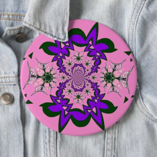 Beautiful Baby Pink Floral Purple Shade Motif Art  Button