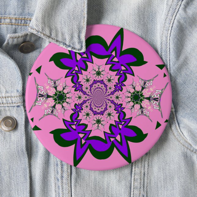 Beautiful Baby Pink Floral Purple Shade Motif Art  Button (In Situ)