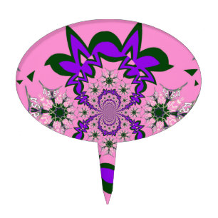 Beautiful Baby Pink Floral Purple Shade Motif Art Cake Topper