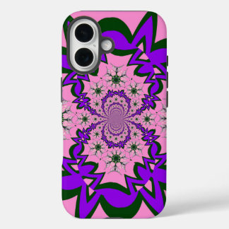 Beautiful Baby Pink Floral Purple Shade Motif Art iPhone 16 Case