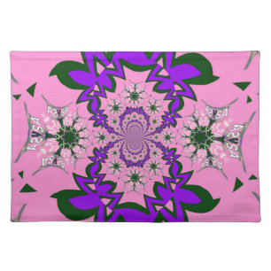 Beautiful Baby Pink Floral Purple Shade Motif Art Cloth Placemat