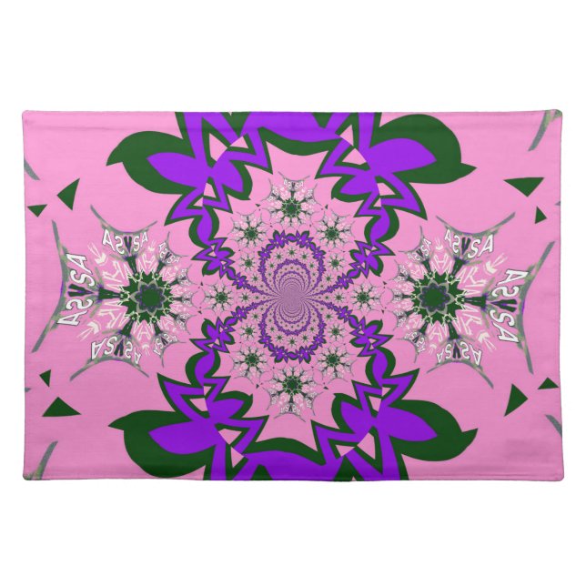 Beautiful Baby Pink Floral Purple Shade Motif Art  Cloth Placemat (Front)