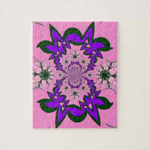 Beautiful Baby Pink Floral Purple Shade Motif Art Jigsaw Puzzle