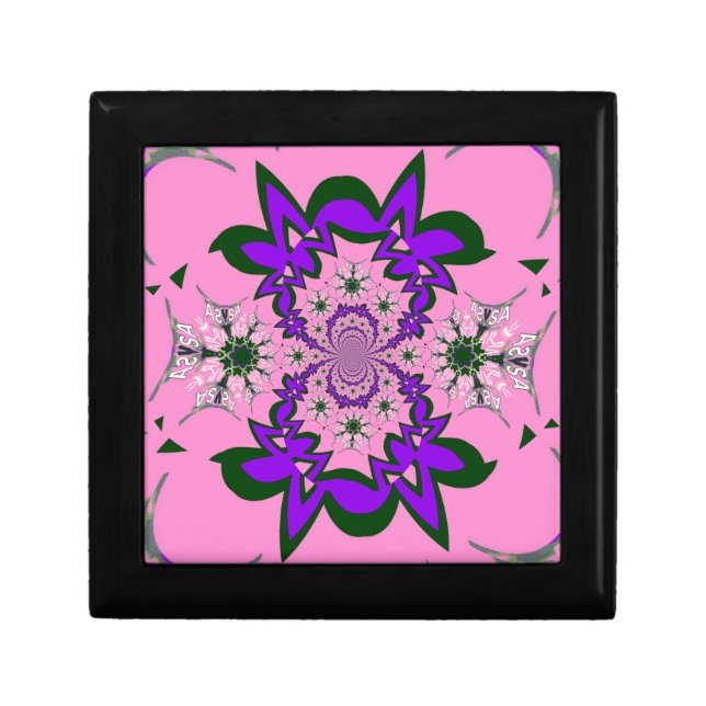 Beautiful Baby Pink Floral Purple Shade Motif Art  Keepsake Box (Front)