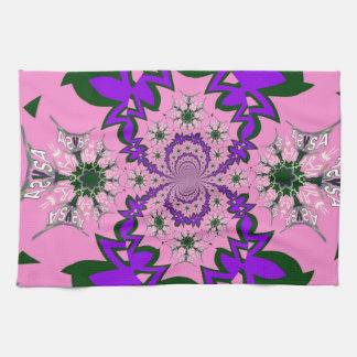 Beautiful Baby Pink Floral Purple Shade Motif Art Kitchen Towel