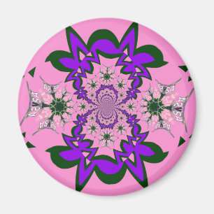 Beautiful Baby Pink Floral Purple Shade Motif Art Magnet