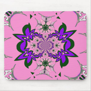Beautiful Baby Pink Floral Purple Shade Motif Art Mouse Pad