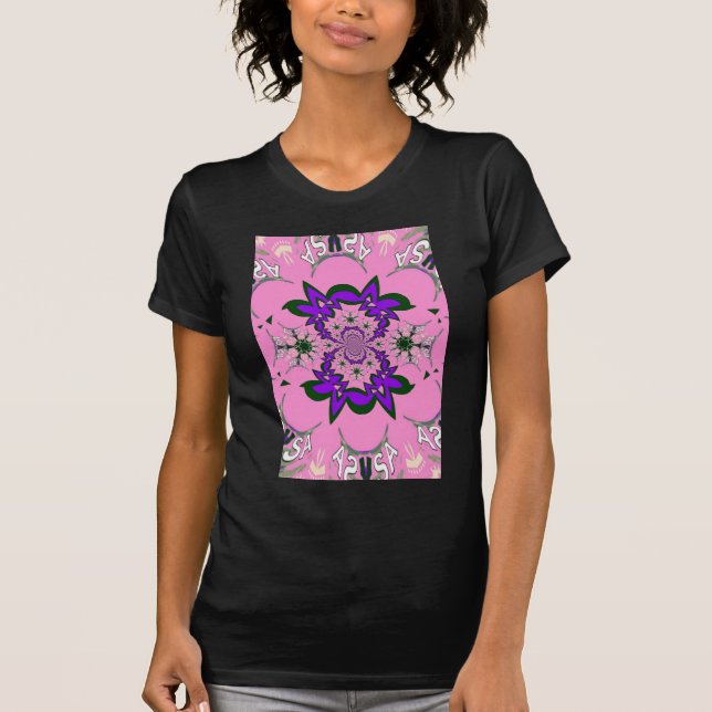 Beautiful Baby Pink Floral Purple Shade Motif Art  T-Shirt (Front)