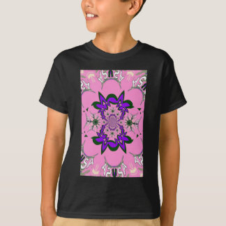 Beautiful Baby Pink Floral Purple Shade Motif Art T-Shirt