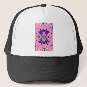 Beautiful Baby Pink Floral Purple Shade Motif Art Trucker Hat