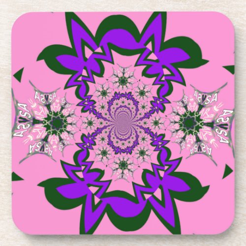 Beautiful baby pink floral purple shade motif mono beverage coaster