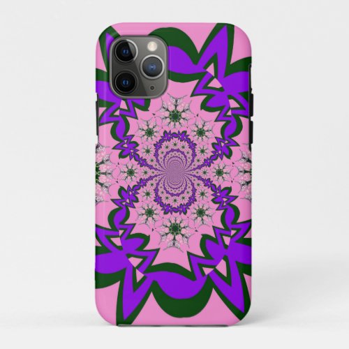 Beautiful baby pink floral purple shade motif mono iPhone 11 pro case
