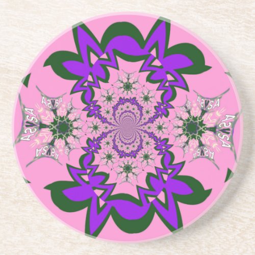 Beautiful baby pink floral purple shade motif mono drink coaster