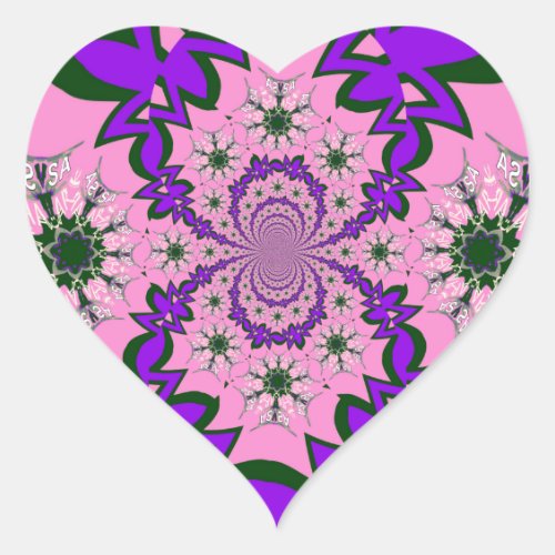 Beautiful baby pink floral purple shade motif mono heart sticker